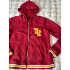True Religion Women's Long Sleeve Zip Up Hoodie Size XL‎ Burgundy